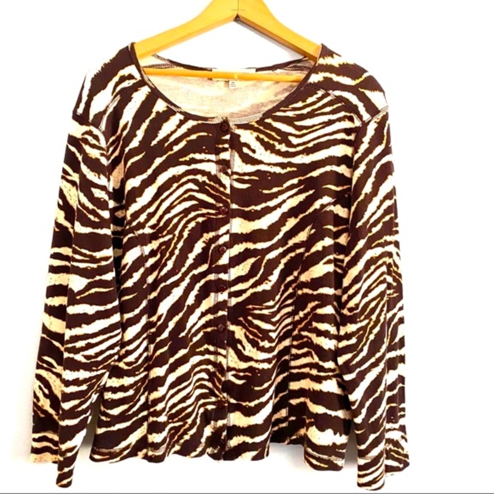 Jones New York Lightweight Zebra Print Cardigan